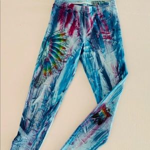 Tie dyed and hand painted yoga leggings